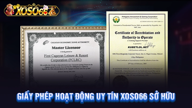 Giấy phép hoạt động uy tín Xoso66 sở hữu
